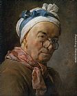 Jean Baptiste Simeon Chardin Canvas Paintings - Selfportrait with glasses
